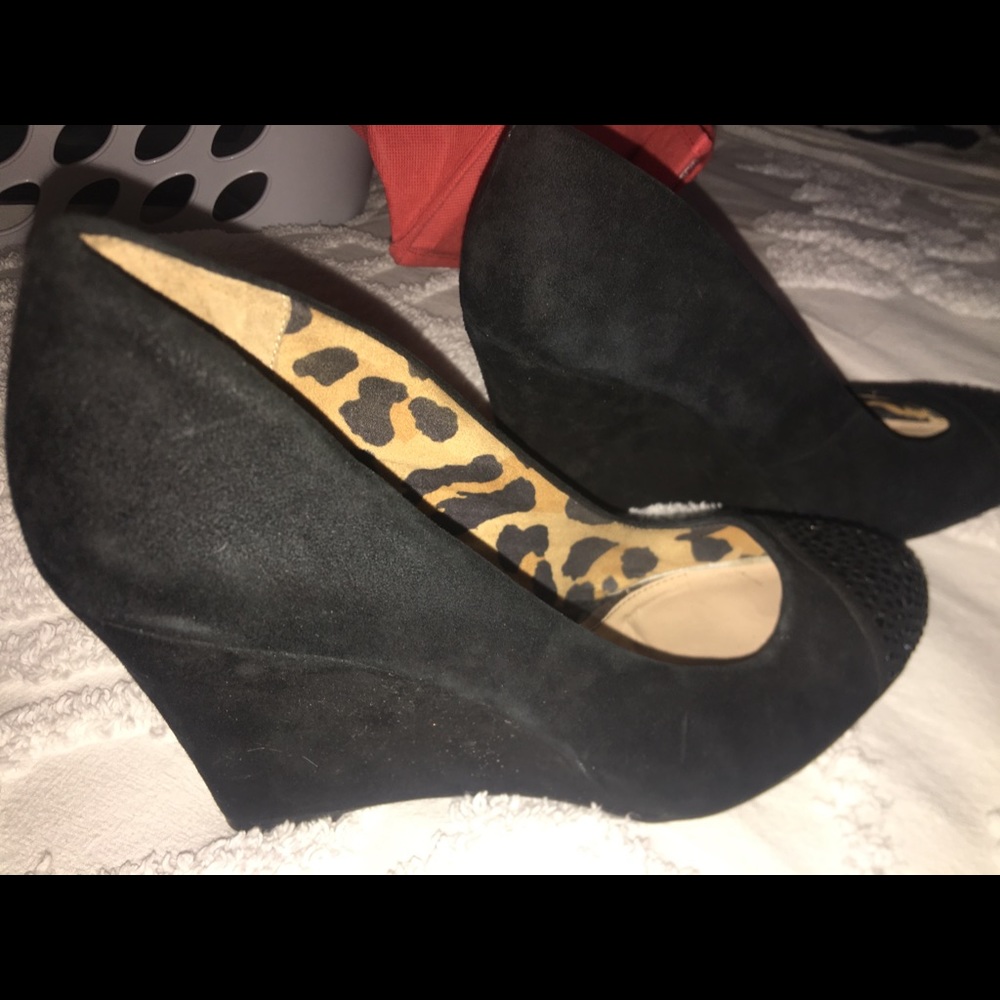 Jessica Simpson suede, sparkle toed, wedges